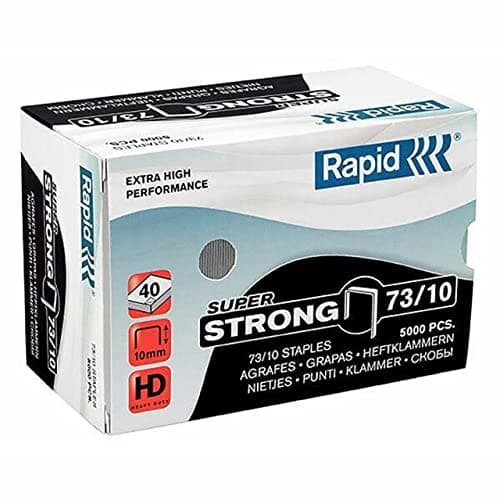 Image of Rapid 73/10mm Super Strong Staples, For Stapling 10-40 Sheets, Use with Heavy Duty Stapling Pliers, Galvanised Wire, Box of 5000, 24890400