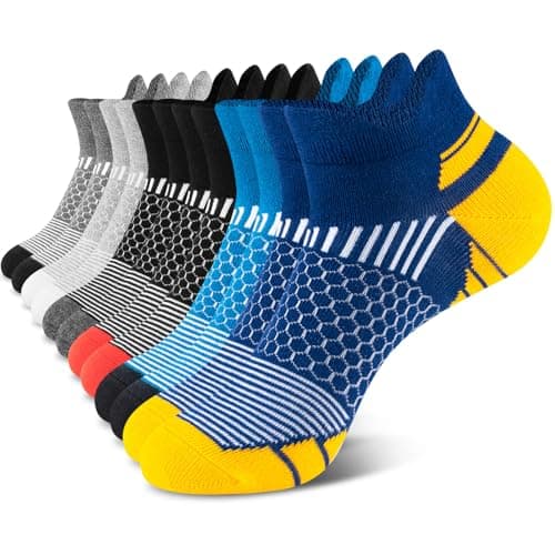 Image of Niofind Mens Trainer Socks, Ankle Cushioned Running Socks, Cotton Low Cut Breathable Anti-Blister Sock for Sports Hiking Cycling Walking Multipack 6 Pairs