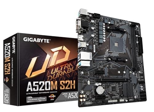 Image of Gigabyte A520M S2H Motherboard - Supports AMD Ryzen 5000 Series AM4 CPUs, 4+3 Phases Pure Digital VRM, up to 5100MHz DDR4 (OC), PCIe 3.0 x4 M.2, GbE LAN, USB 3.2 Gen 1