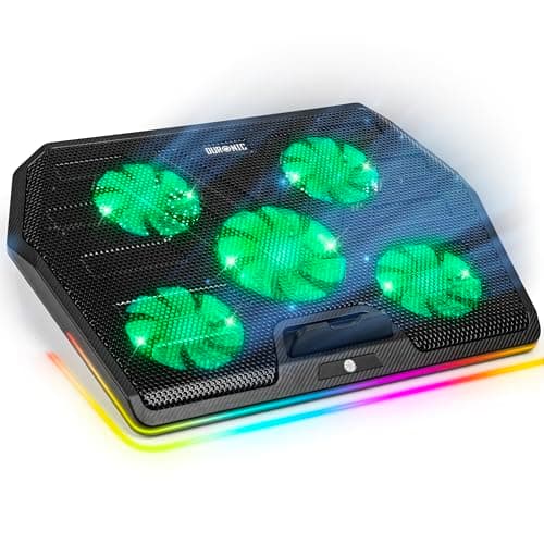 Image of Duronic Laptop Cooling Pad LC4, Ergonomic Cooler Stand for 11”-17.3" Laptops with Adjustable 1400 RPM Fan Speed, 2 Height Levels, LED and RGB Lights, Ideal for Work, Study, and Gaming