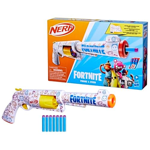Image of Nerf Fortnite Frenz-Ever Foam Dart Blaster, Game-Inspired Design, Quick-Load Action Toy, 6 Foam Darts, Backyard Battles & Target Practice for Children Aged 8+, Perfect Toys for Boys & Girls