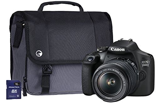 Image of Canon EOS 2000D SLR Camera Kit with EF-S 18-55 mm IS Lens/16 GB SD Card and Case - Black (Renewed)