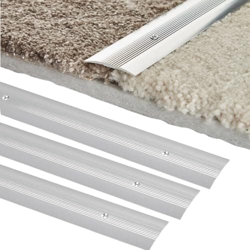 Image of Carpet Flooring Flat Silver Door Bar Threshold Cover Strip 40mm x 0.9m (3 Pack) | Silver Threshold Door Bar Trim Strip | Ideal for Doorways | Easy-Fit Cover Strip