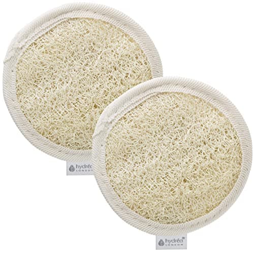 Image of Hydrea London - Twin Pack Organic Egyptian Natural Loofah Face Exfoliator Pad - Double Sided Face Loofah Dry Skin Exfoliator - Eco Friendly Natural Luffa Face Scrub Sponge 10cm