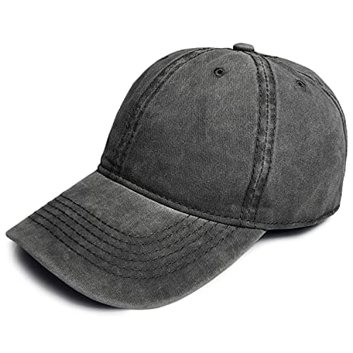Image of TOSKATOK® Mens Boys Cotton Classic Adjustable Stonewash Peaked Baseball Cap Hat-1 Charcoal