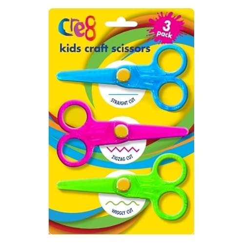 Image of BG Kids Child-Safe Craft Scissors Wiggly Straight Zigzag Blades - Pack of 3