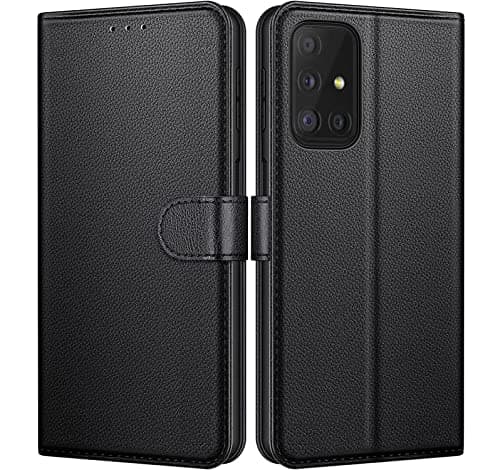 Image of NWNK13 For Samsung A71 Phone Case Premium Leather Flip Case Book Wallet Case Card Holder Media Stand Shock Proof Protective Phone Cover Compatible for Samsung Galaxy A71 (Black)