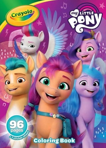 Image of Crayola My Little Pony Coloring Book with Stickers, Gift for Girls and Boys, 96 Pages, Ages 3, 4, 5, 6