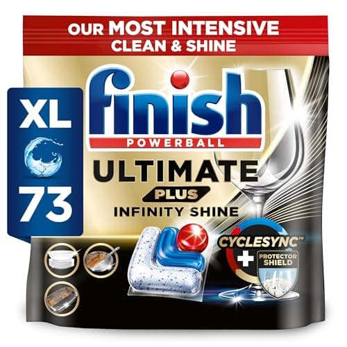 Image of Finish Dishwasher Tablet, Ultimate Plus Infinity Shine, 73 Detergent Tablets, Fresh Scent, Tough on Grease, for Our Most Intensive Clean & Diamond Shine, Effective for Short Eco Cycle