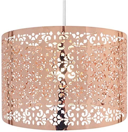 Image of Chandelier Style Ceiling Light Shade Droplet Pendant Acrylic Crystal Bead Luxury (Large Metal Shade Copper)
