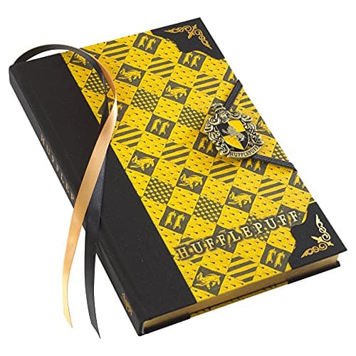 Image of The Noble Collection Harry Potter Hufflepuff Journal - 9.75in (25cm) Hardbound Lined with Gilded Edges and Die Cast Enameled Crest - Officially Licensed Film Set Movie Props Gifts