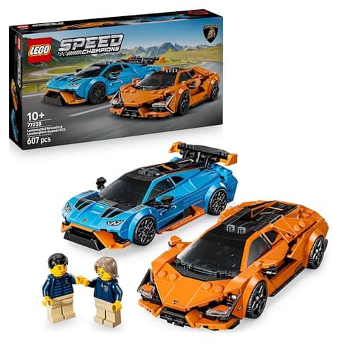 Image of LEGO Speed Champions Lamborghini Revuelto & Huracán STO - Toy Race Cars Model Kit incl. 2 Driver Minifigures - Birthday Gift for 10+ Year Old Boys - 77238