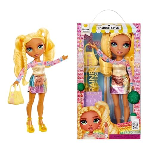 Image of Rainbow High My Fashion Style Sunny, Yellow 11" Fashion Doll with Statement Outfit, Stylish Handbag, Great Toy Gift for Girls Kids Ages 4-12 Years