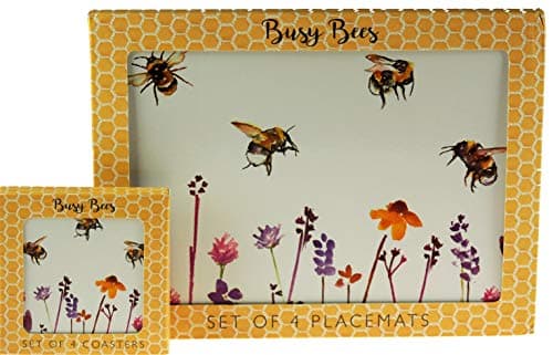Image of LP Set Of 4 Busy Bumble Bee Place Mats And Coasters