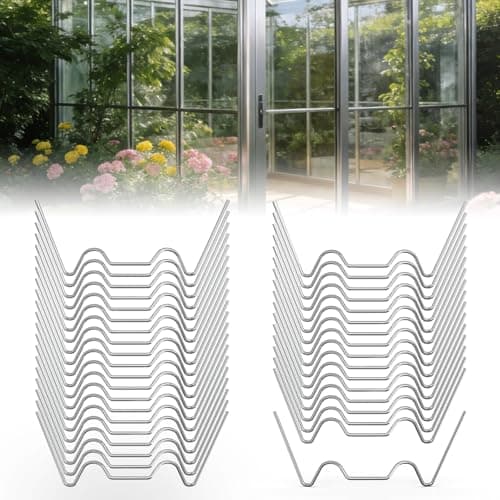Image of 100 Pcs Greenhouse Glass Clips Stainless Steel, W Type Spring Clips for Greenhouse, Heavy Duty Rustproof Glazing Fixings for Aluminium Frames, Essential Garden Greenhouse Accessories for Glass Panes
