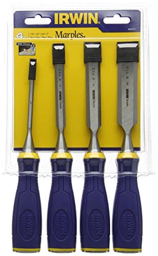 Image of IRWIN 10505173 M500 Bevel Edge All-Purpose Chisel with Striking Cap Set (4-Piece)