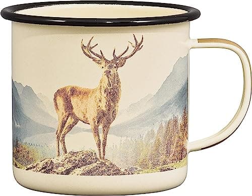 Image of Gentlemen’s Hardware GEN371 Deer Enamel Camping Coffee Mug, Cream, 500ml, 17-Ounce