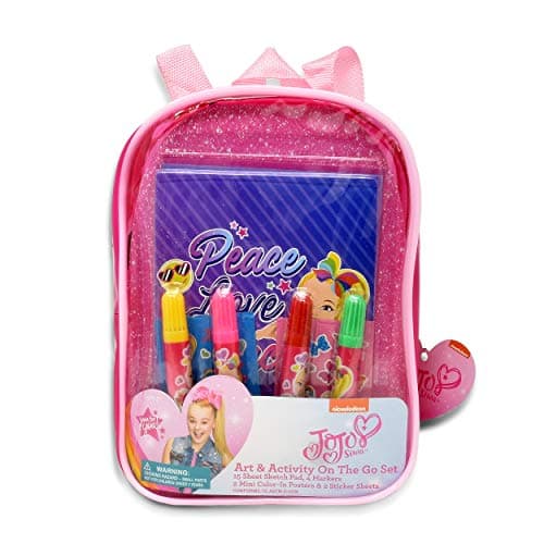 Image of JoJo Siwa Coloring and Activity Book Set, Includes Markers, Stickers, Mess Free Crafts Color Kit in Mini Travel Backpack, for Toddlers, Boys and Kids