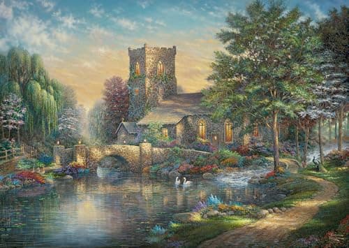 Image of Schmidt, Thomas Kinkade: Willow Wood Chapel (1,000 Pieces), Jigsaw Puzzle, Ages 14+, 1+ Players
