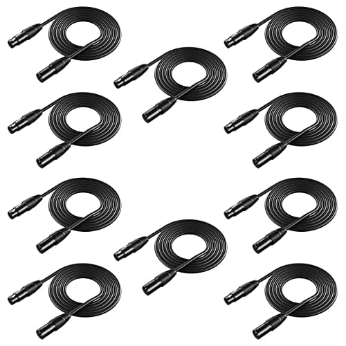 Image of Neewer® 10 in 1 Mega Value Pack With 6.5 Feet / 2 Metres DMX Stage Light Cable Wire 3 Pin XLR Male to Female Connector for Moving Main Light PAR Light Headlamp with XLR Input and Output
