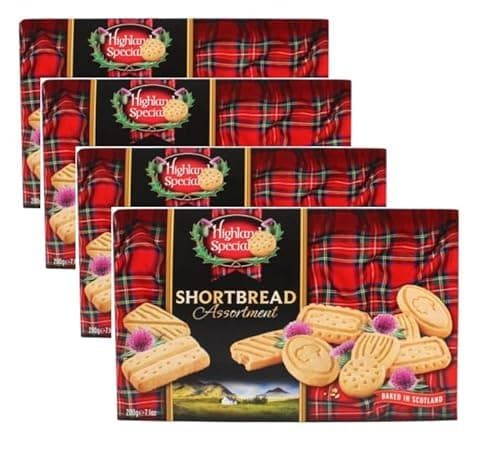 Image of Highland Scottish Shortbread Biscuits 200g - Traditional Scottish Short bread Fingers Individually Wrapped, Luxury Scottish Shortbread Assortment Bundle, Rich Butter Biscuits (Pack of 4 x 200g)