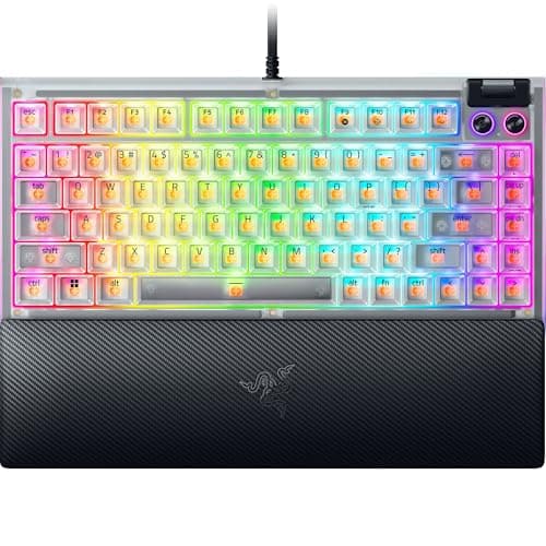 Image of Razer BlackWidow V4 75% Phantom White - Hot-swappable mechanical gaming keyboard - Orange Tactile Switches - Media roller with 2 dedicated media keys - RGB - US Layout | Phantom White Edition