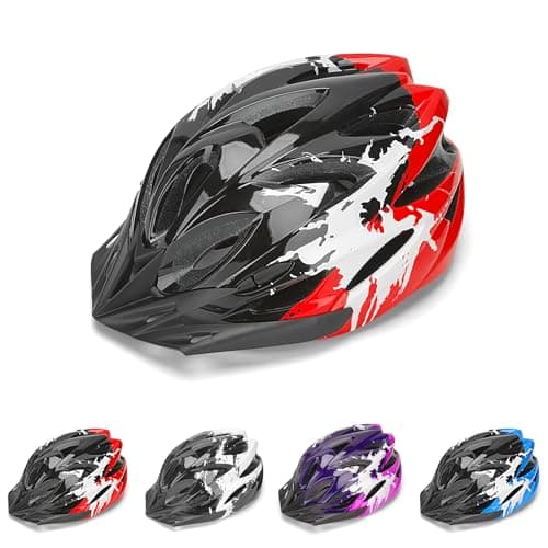 Image of Kids Bike Helmet, Kids Helmet Age 3-14 for Boys Girls, Adjustable Children Bicycle Helmet Scooter Skating Cycling Helmet 50-58cm, Red