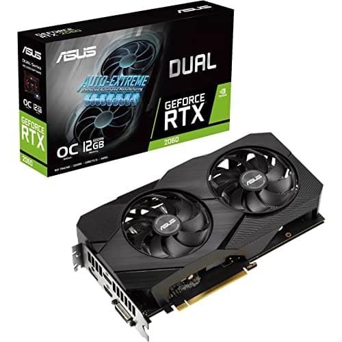 Image of Asus Dual GeForce RTX 2060 EVO OC Edition Graphics Card (PCIe 3.0, 12GB GDDR6 Memory, HDMI, DisplayPort, DVI-D, Axial-tech Fan, 0dB Technology, Auto-Extreme)