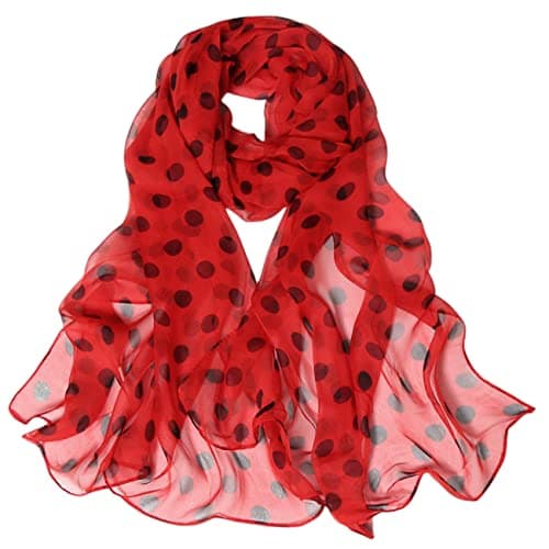 Image of FAIRYGATE Red Scarf for Women Boho Polka Dot Printed Scarfs Fall Winter Fashion Shawl Ladies Scarves Lightweight Clearance A4819