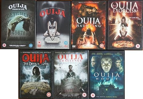 Image of OUIJA 1-7 COMPLETE COLLECTION / 1. OUIJA ORIGIN OF EVIL / 2. OUIJA / 3. THE HAUNTING / 4. EXORCISM / 5. THE DEVILS' GAME / 6. CHALLENGE / 7. HOUSE = ULTIMATE 7x DVD UK SET