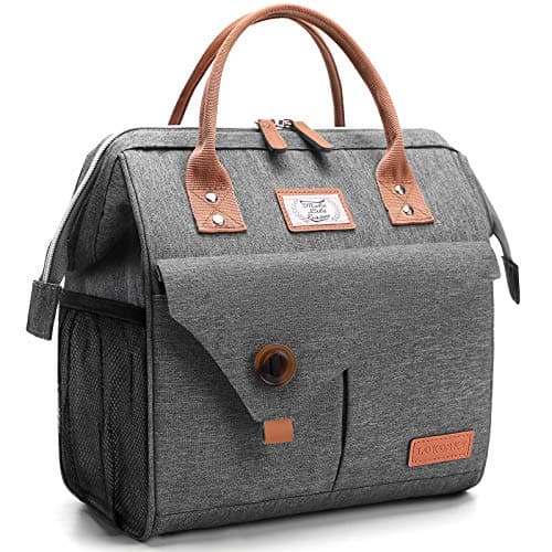 Image of Lekesky Insulated Lunch Bag Lunch Tote for Women Leakproof Cooler Bag for Adults Outdoor Picnic Work Grey.
