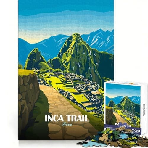 Image of Inca Trail Peru Travel Poster Jigsaw Puzzles 1000 Pieces for Adults Cognitive Skill Time Well Spent Exact Cut Memorable Gift size 38x52cm