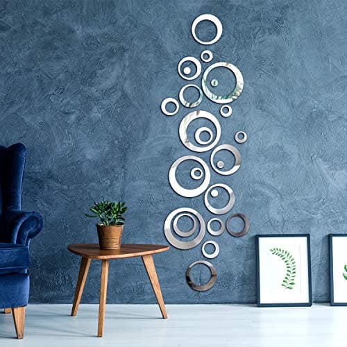 Image of Shappy Removable Wall Sticker Decal Acrylic Mirror Setting for Home Living Room Bedroom Decor (Style A, 48 Pieces)