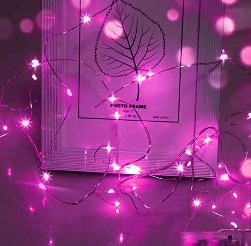 Image of cshare Pink Fairy Lights for Girls Bedroom, 50 LEDs 5m/16.4ft Battery Powered String Lights for Christmas Decorations Valentines Gifts for her.(Pink)