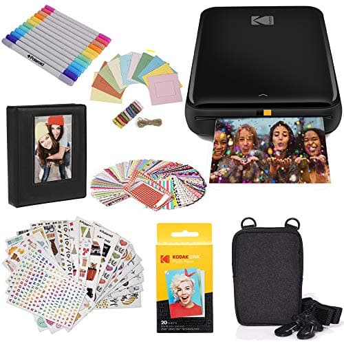 Image of KODAK Step Instant Printer | Wireless Mobile Photo Printer with ZINK Zero Ink Technology & KODAK App for iOS & Android (Black) Gift Bundle AMZRODMP20K1B