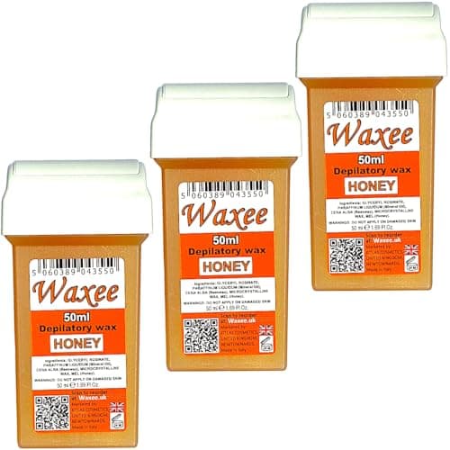 Image of Waxee compatible for Veet EasyWax 50ml roll on wax replacement roller cartridge HONEY (3 x 50ml roll on wax cartridge)