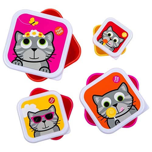 Image of TUM TUM Nesting Children's Snack Boxes, Lunch Boxes For Kids, BPA Free (Bluebell the Cat)