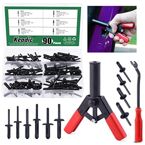 Image of Keadic 132 Pcs Plastic Rivet Gun Set with Bonus Fastener Removal Tool, and 130Pcs 10 Sizes Nylon Blind Rivets,Hand Riveter Suitable for Automotive and More
