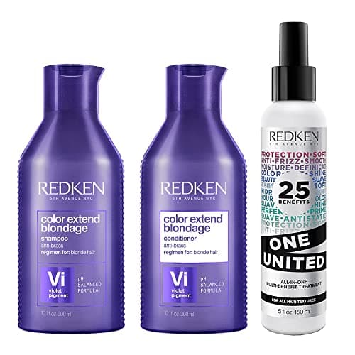 Image of REDKEN Blonde Bundle, Color Extend Blondage Shampoo and Conditioner 300 ml & One United 25 Multi-Benefits Leave In Conditioner and Treatment Spray 150 ml, for Blonde Hair