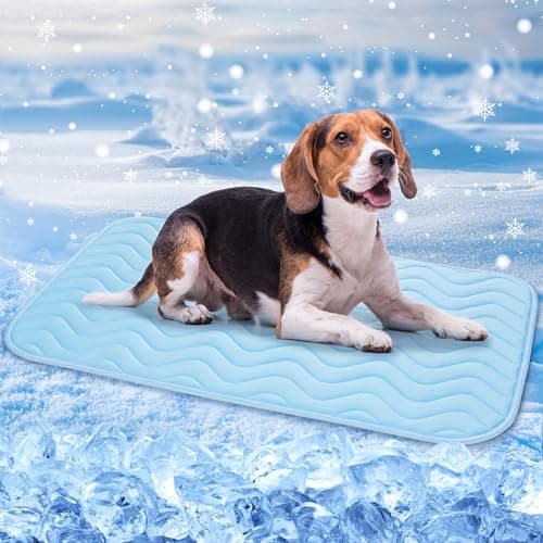 Image of Baodan Dog Cooling Mat, 90x56 cm Washable Cool Mat for Dogs, Self Cooling Pads for Dogs Cats in Hot Summer, Blue