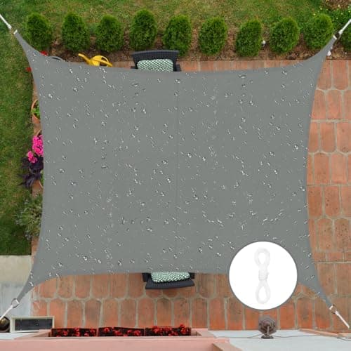 Image of Cekene Sun Shade Sail Waterproof 3m x 3m Grey Square Garden Shade Canopy with Free Loop High-Density UV Block Sail Shade Durable for Deck Patio Garden Pool Outdoor