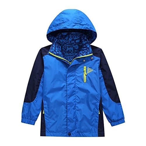 Image of BASADINA Boy Waterproof Raincoat - UPF 50 Protection Kids Jacket, Breathable Hoodie Jacket Coat, Outdoor Rain Jacket - Wind Resistant 5-14 Years for Travelling