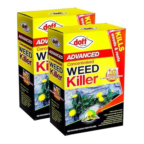 Image of 2 x Doff Advanced Concentrated Weed Killer 80ml (6 Sachets) – Systemic Weed Control Solution for Patios, Driveways, Paths & Gardens, Easy Mix Liquid Concentrate, Outdoor Weed Control