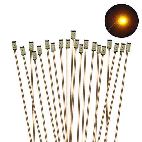 Image of Evemodel C0603Y 20pcs Pre-soldered micro 0.1mm Copper Wired YELLOW SMD Led 0603