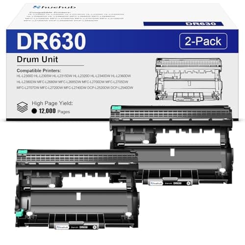 Image of DR630 Drum Unit (Not Toner) Replacement for Brother DR-630 DR 630 Drum Unit for HL-L2300D HL-L2320D HL-L2340DW HL-L2360DW HL-L2380DW MFC-L2700DW MFC-L2720DW DCP-L2520DW DCP-L2540DW Printer, 2 Pack