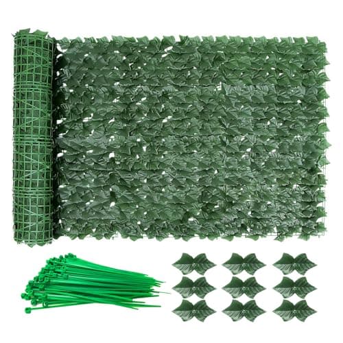 Image of SUNJULY Artificial Ivy Privacy Fence Screen, Expandable Artificial Hedges Fence and Faux Ivy, Garden Privacy Screening Wall Panel Vine Leaf Decoration, UV Resistant (1M*3M)