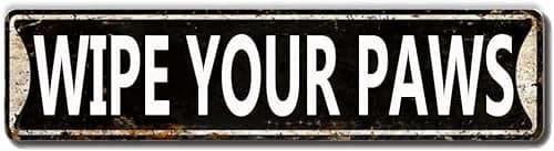 Image of Wipe Your Paws Sign Novelty Wipe Your Paws Decor Wipe Your Paws Street Sign Wall Art Decor For Home Farmhouse Bar Cafe Man Cave 40x10 Cm