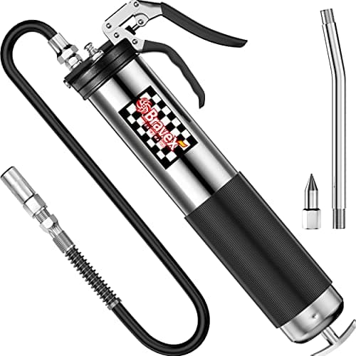 Image of Bravex Heavy Duty Professional Pistol Grip Grease Gun 6000 PSI - 18 inch Flex Hose