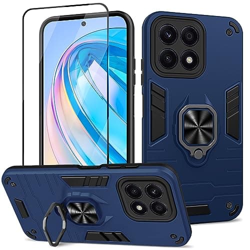 Image of Btstring Case for Honor X8a 4G 2023, Shockproof Tough Armour Phone Case, Heavy Duty Personalised Case with Stand, Case Cover Support Magnetic Car Holder, Blue