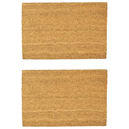 Image of Nicola Spring Coir Door Mats - 90 x 60cm - Classic - Pack of 2 - Decorative Indoor Front Door Floor Mat Entry Dirt Trapper Rug Outdoor Boot Scraper Non Slip Backing Doormat